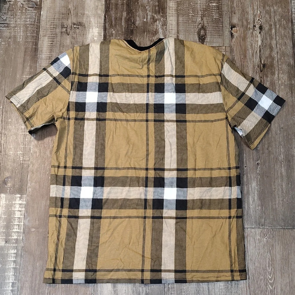 GUESS Men's Plaid Tee - Tan and Black - Picture 3 of 3